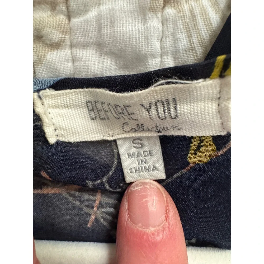 Before You Collection Navy‎ Blue Floral Chiffon Kimono Lace Trim Festival Layer